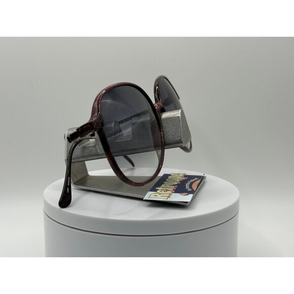 Vintage Oversize Sunglasses NOS Preppy Style Grey Fade Lens Wood Grain Frame 80s - Picture 8 of 9